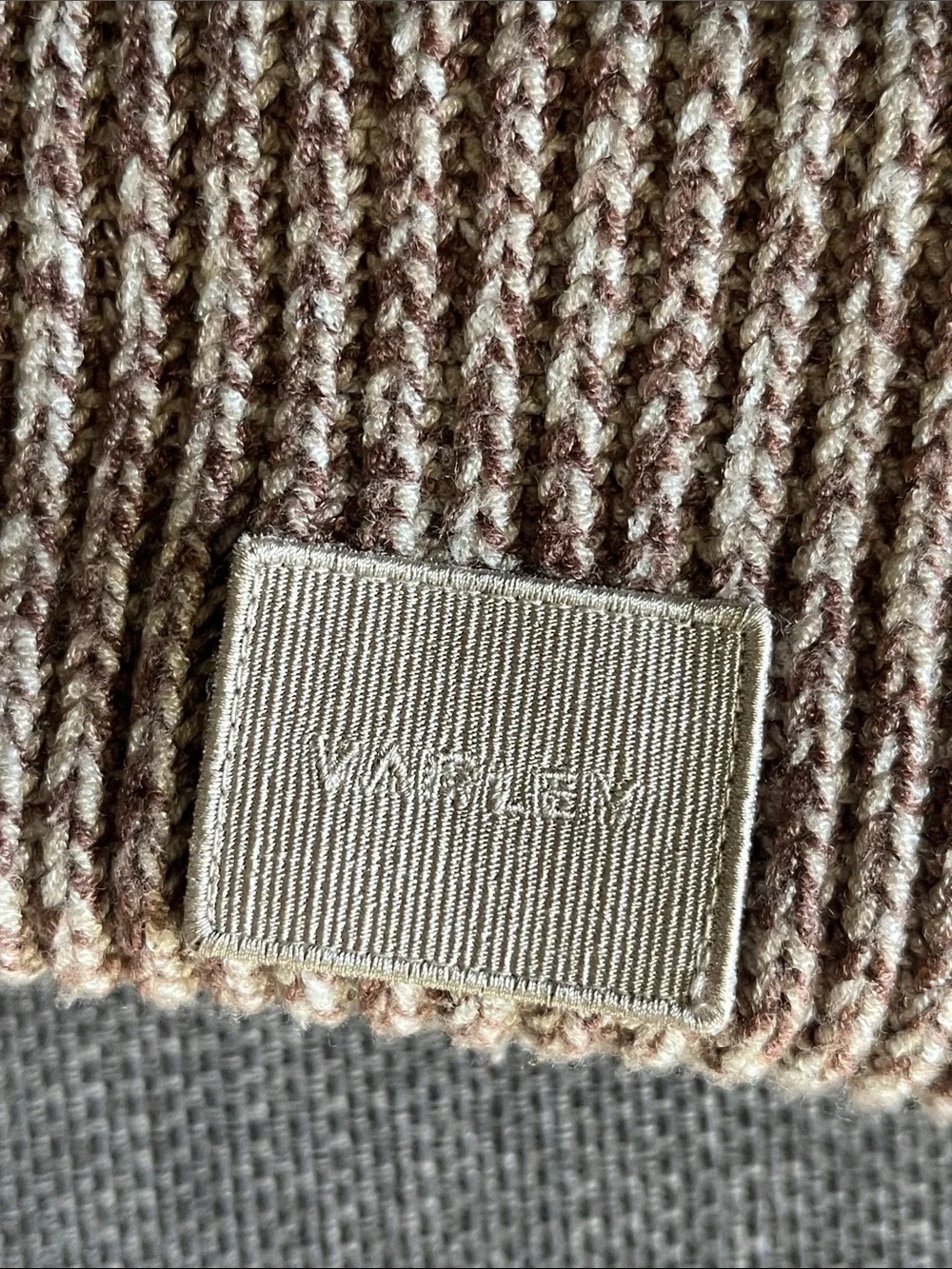 Varley NWOT Marled Knit Beanie - Taupe and Cream